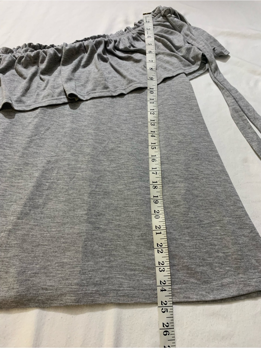 LOFT Grey Off-Shoulder Ruffle Top - Picture 3 of 6